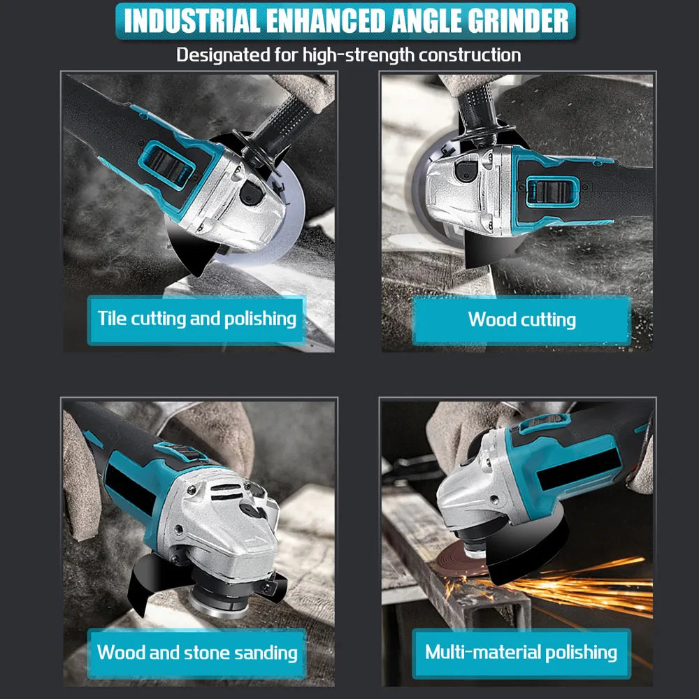 125MM Brushless Electric Angle Grinder Variable Speed M14 Cutting Power Tool for Makita 18v Battery