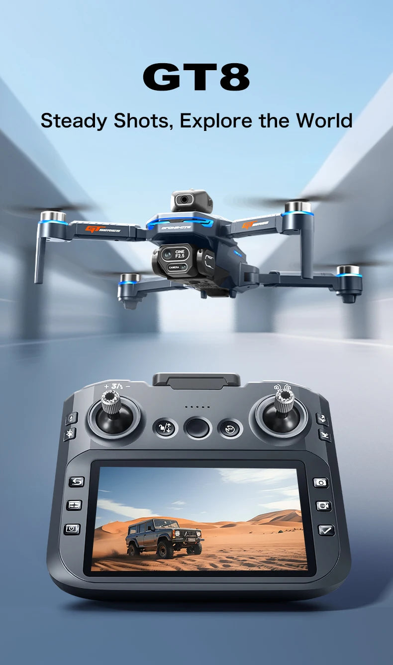 GT8 Drone GPS 8K Professional HD 360° Dual Cameras 5G WIFI Brushless Motors Obstacle Avoidance Foldable Quadcopter