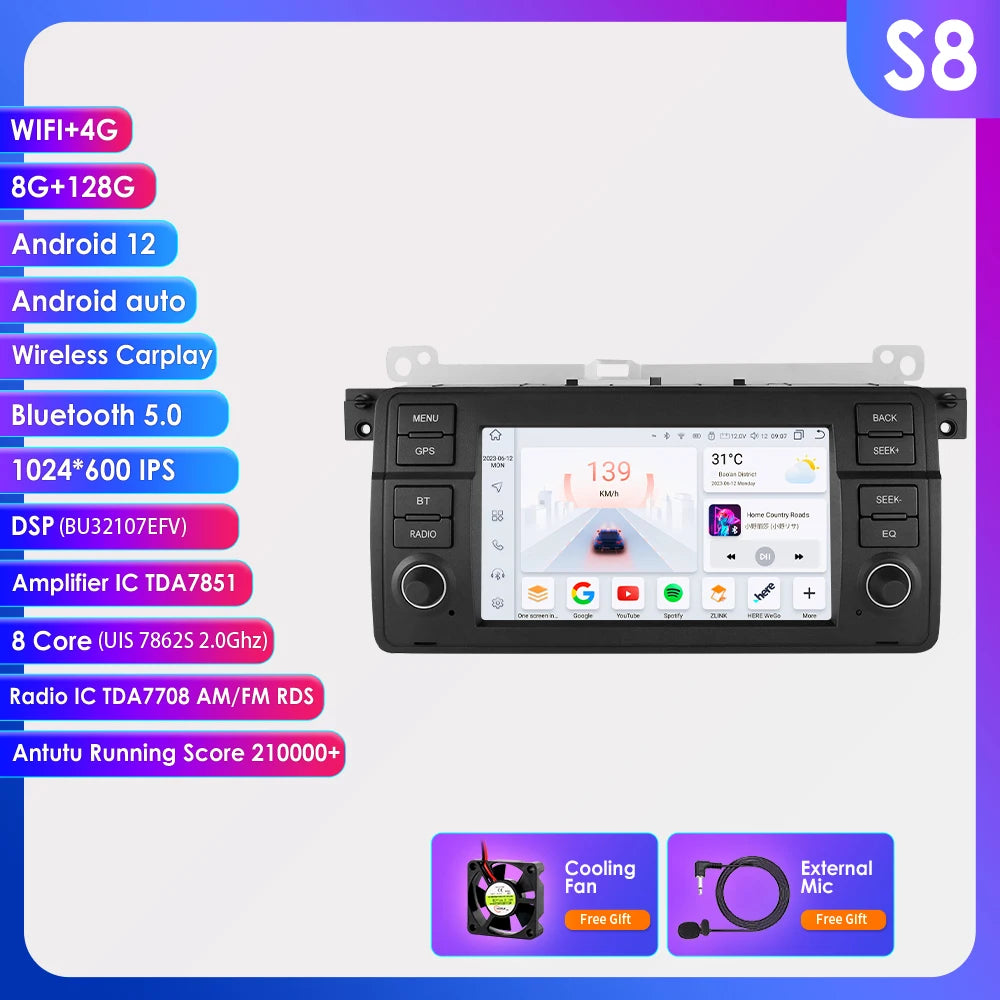 7''DSP System 2 Din Android 13 Auto Radio Car Multimedia Player For BMW E46 CarPlay 4G GPS 2din Autoradio