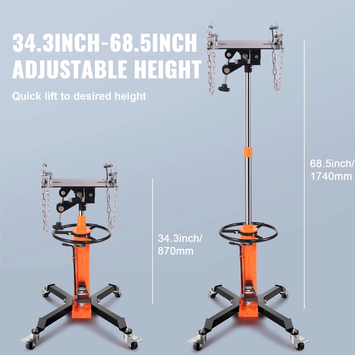 VEVOR Transmission Jack 1322 LBS Hydraulic Telescoping Transmission Jack 32"-67" High Lift Floor Jack Stand Lift Hoist Garage