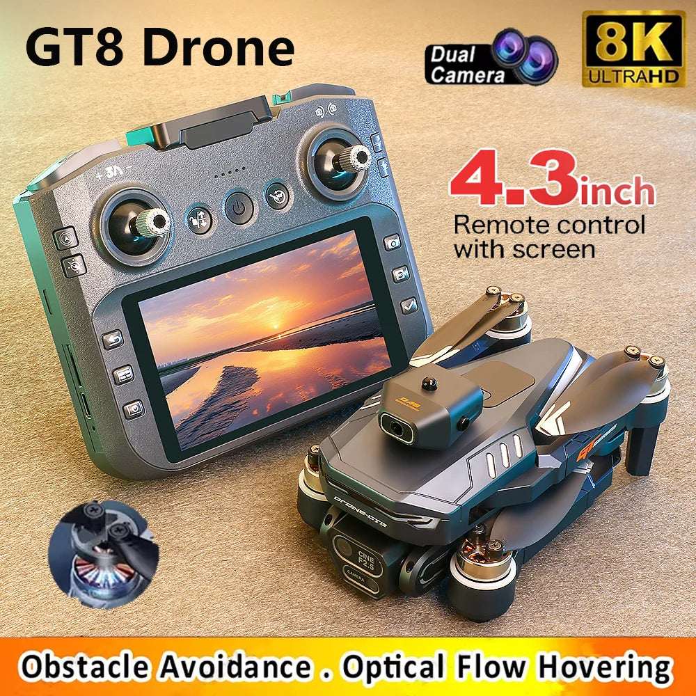 GT8 Drone GPS 8K Professional HD 360° Dual Cameras 5G WIFI Brushless Motors Obstacle Avoidance Foldable Quadcopter