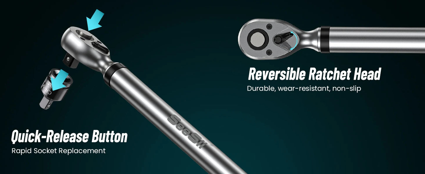 Digital Torque Wrench 1/2” Drive Electronic Torque Wrench Kit 17-340N.m Torque Accurate Electronic Wrench