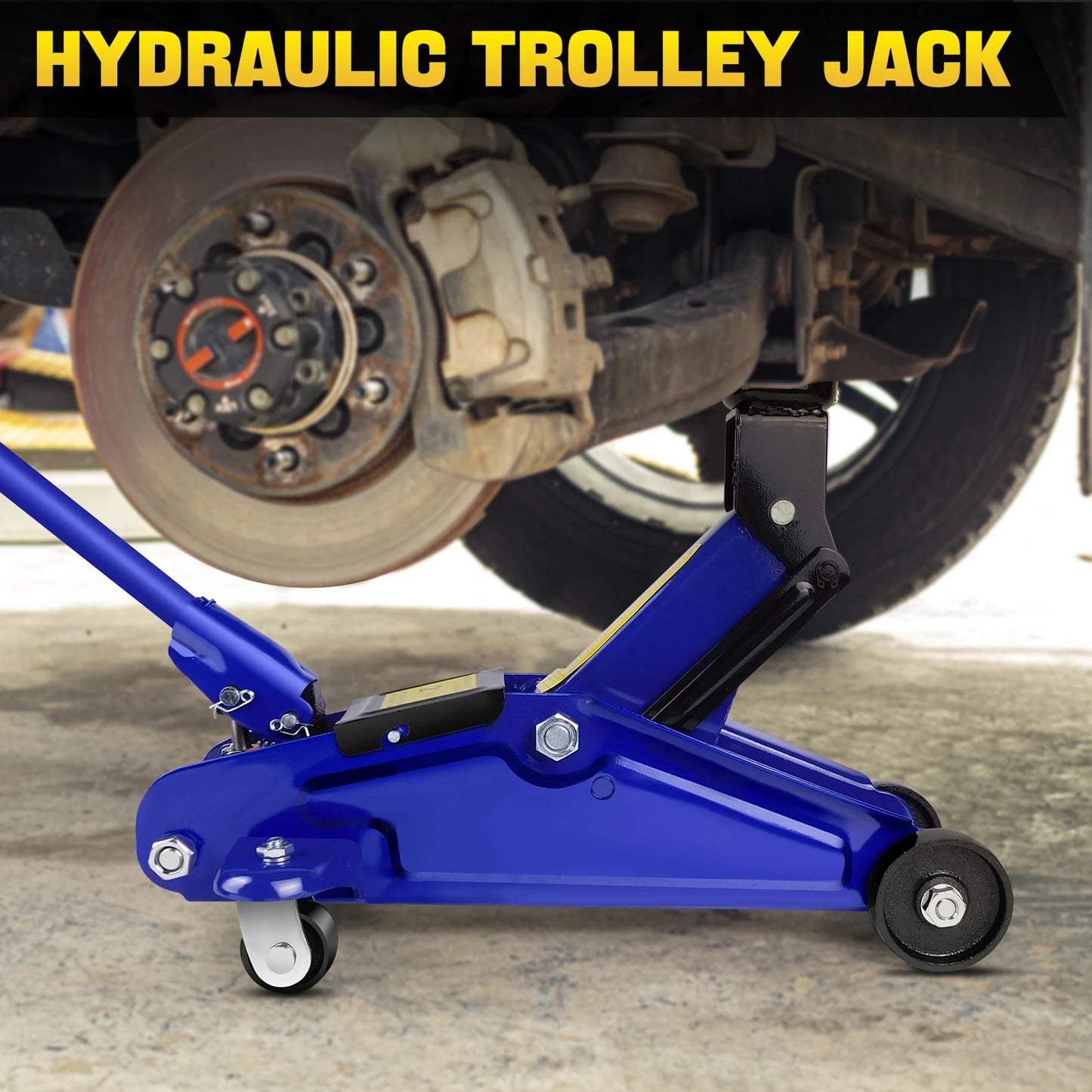 DayPlus Hydraulic Trolley Floor Jack 2 Ton Portable Heavy Duty Car Lift with Carry Case Steel handle Profile Tyre Repair Tools