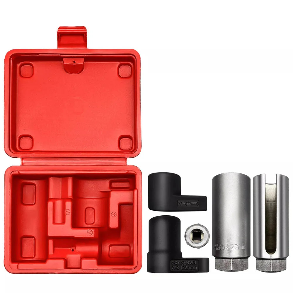 5pcs 22mm Oxygen Sensor Wrench Kit for Automotive O2 Socket Removal Install Offset Vacuum Sensor Socket Thread Chaser Tool