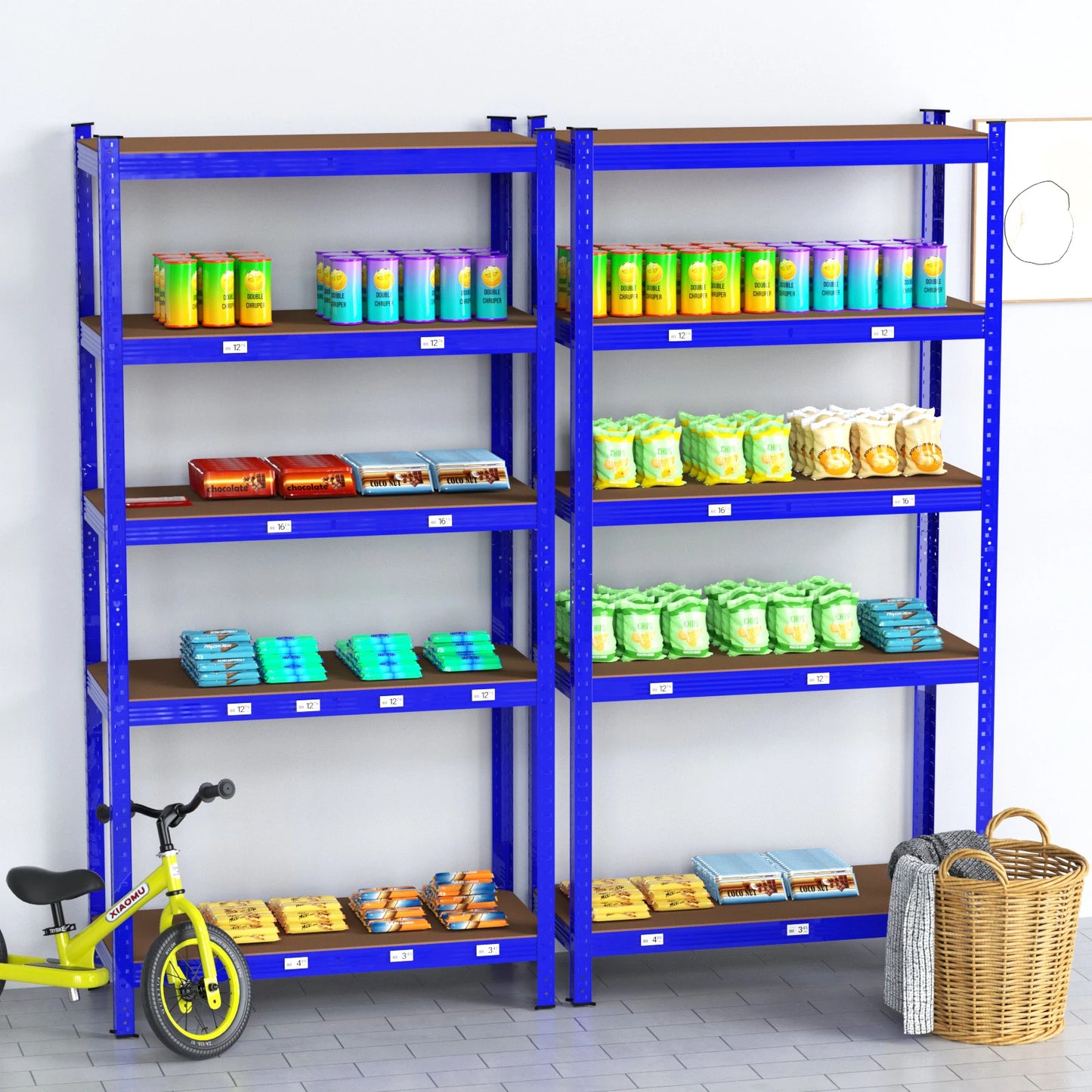 DayPlus Shelving Unit Garage Storage Shelves 180x90x40cm 5 Tier Metal Shelf Rack Boltless Height Adjustable for Home Shop Shed