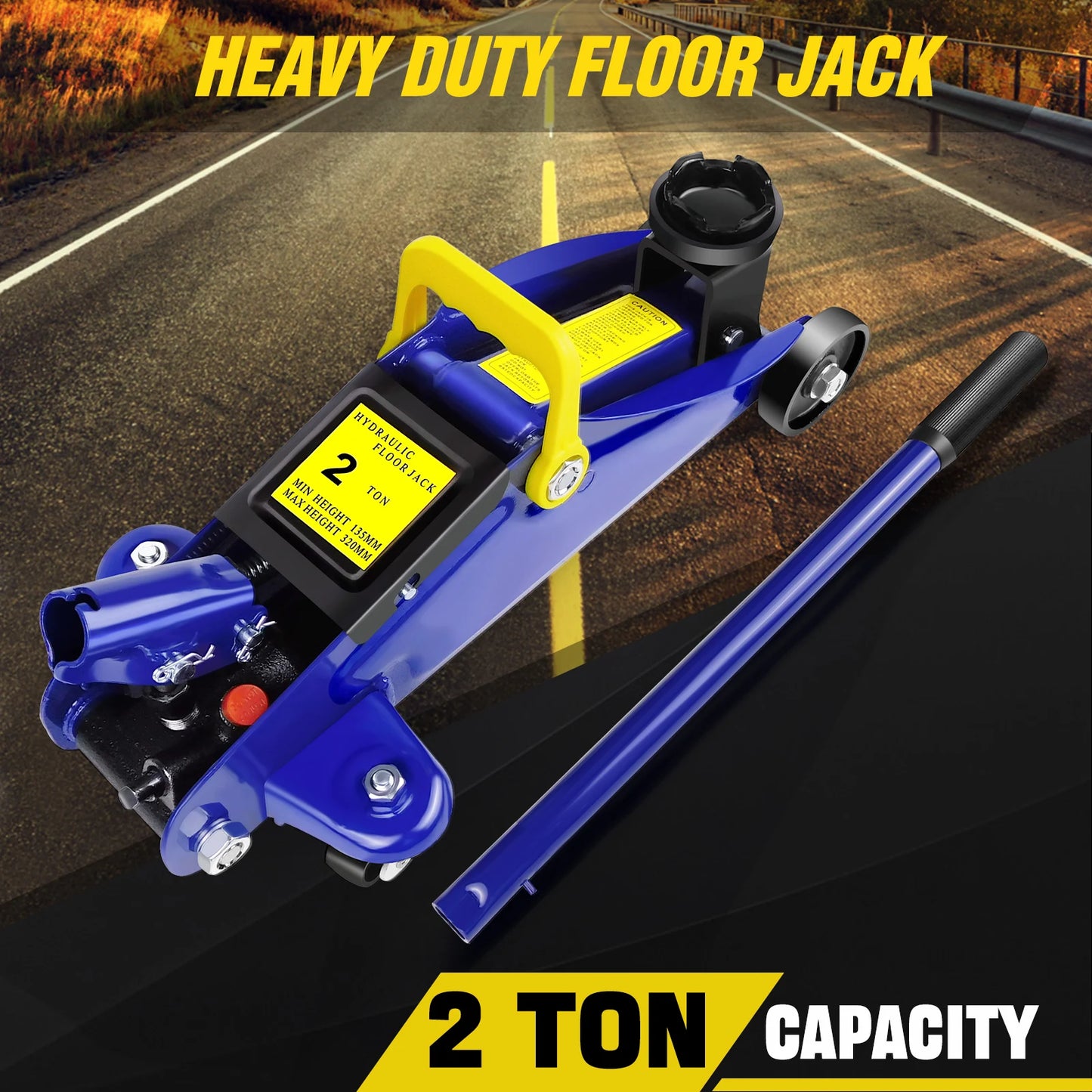 DayPlus Hydraulic Trolley Floor Jack 2 Ton Portable Heavy Duty Car Lift with Carry Case Steel handle Profile Tyre Repair Tools