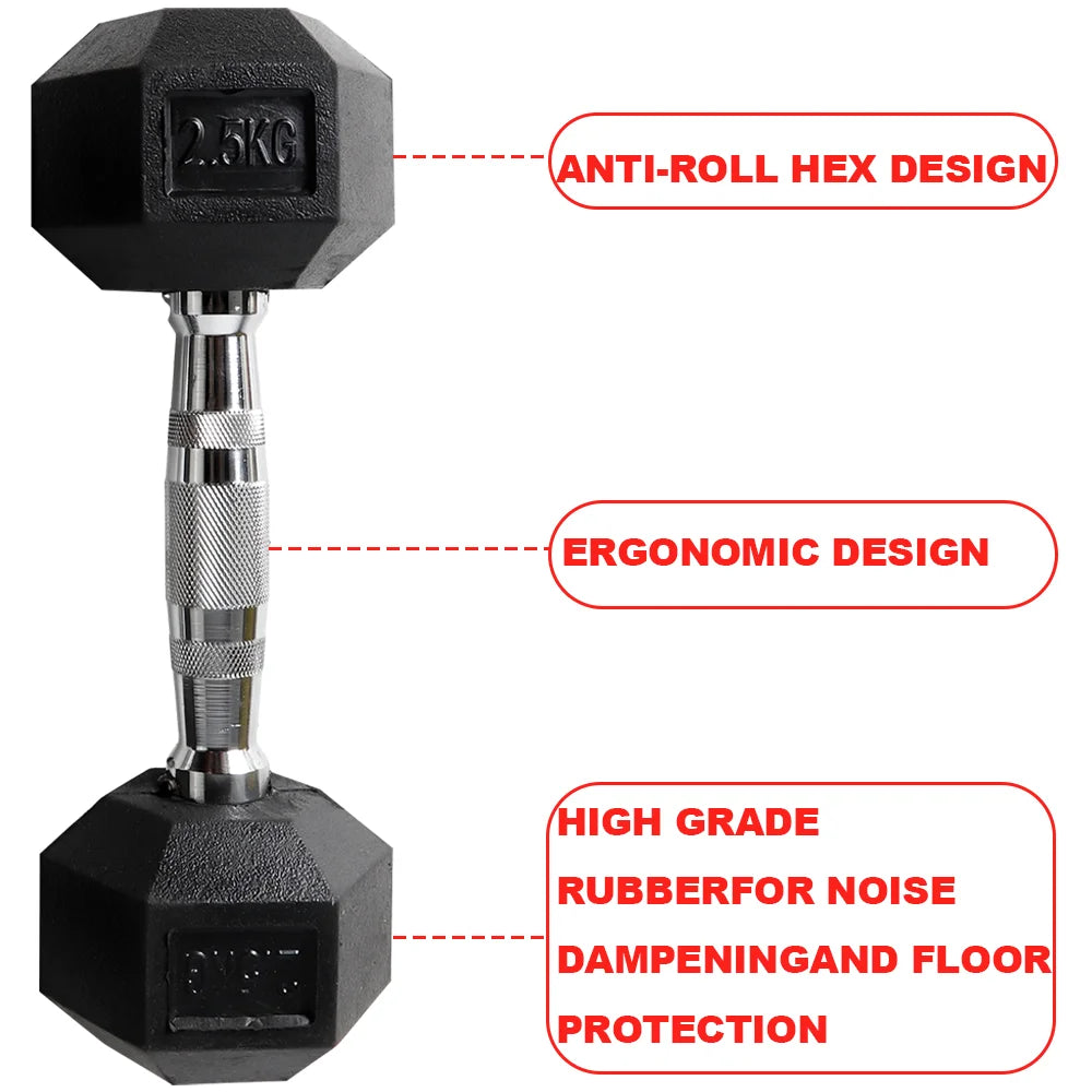 2pc 2.5kg/ 5kg/7.5kg Hexagon Dumbbells Gym Weights for Exercise Dumbbell Equipment Home Rubber Dumbbells