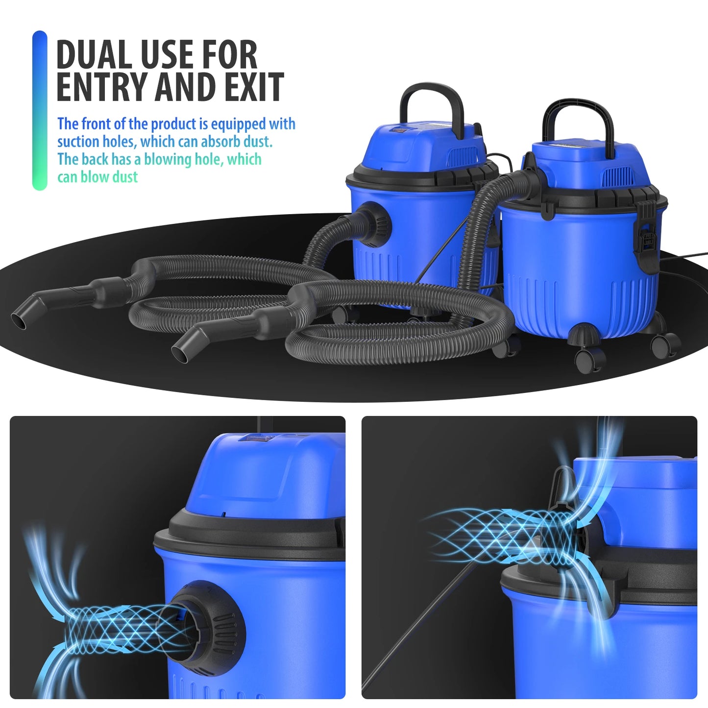 Wet And Dry Vacuum Cleaner with 15L Tank, 1800W, 16Kpa, 3-in-1 Cleaning Vacuum Blow Function, Electric Vacuum Cleaners, 2m Cord