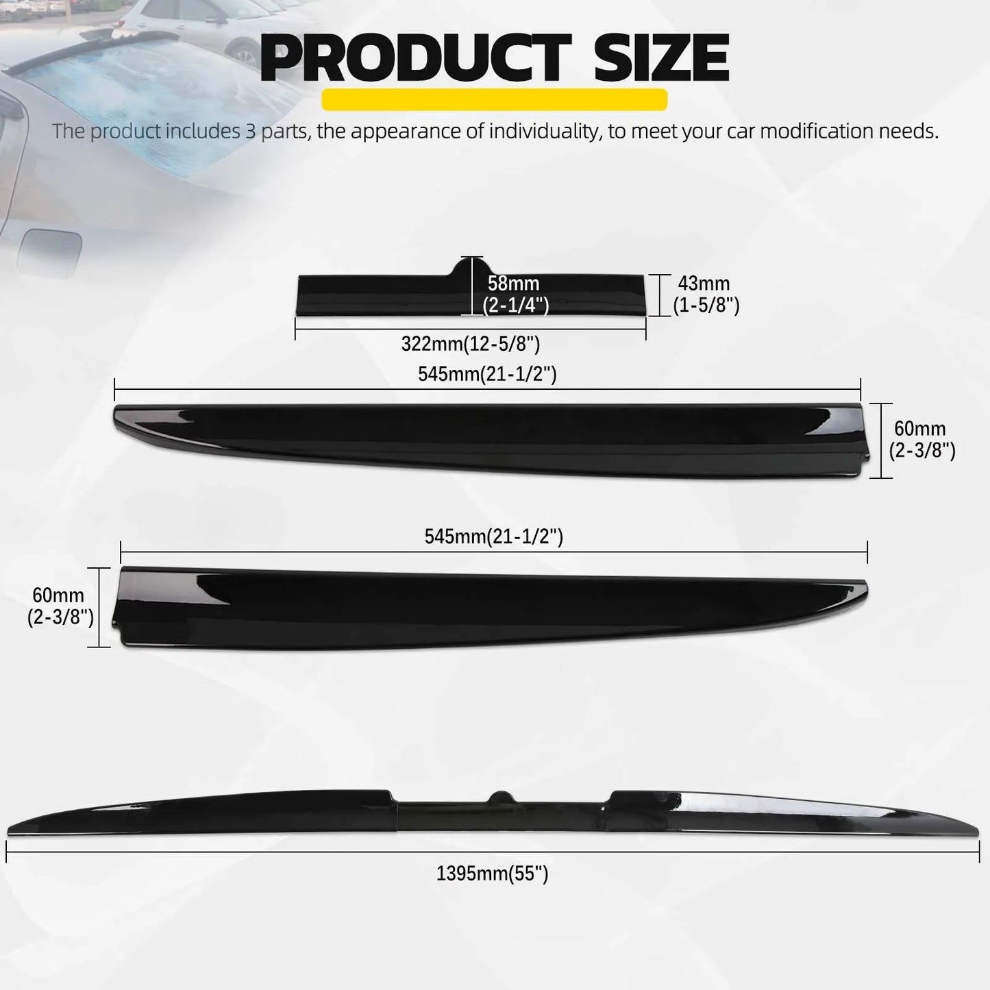 Universal Car Spoiler Roof Rear Tail Wing Trunk DIY Refit Decoration Auto Racing