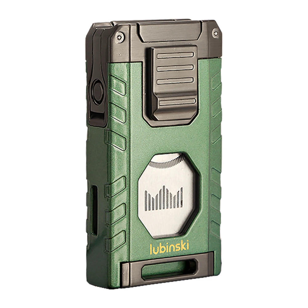 LUBINSKI Cigar Lighter Gas Torch Jet Blue Flame Lighters Smoking Cutter Cigar Accessories Cigar Tool