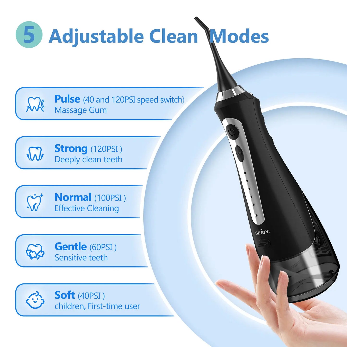 Water Flossers for Teeth Dental Oral Irrigator Cordless Rechargeable for Braces for Travel Teeth Cleaning 5 Cleaning Modes