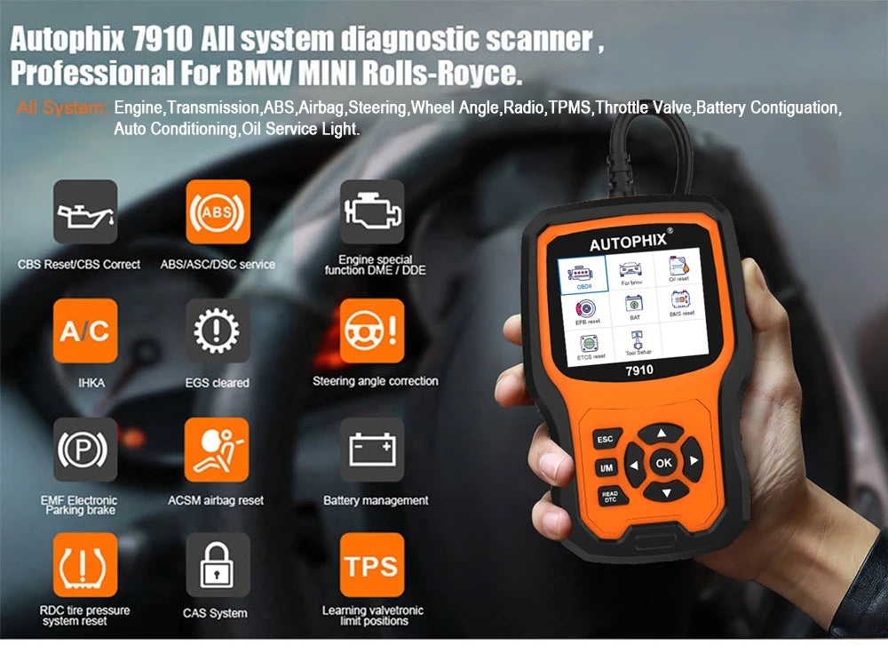 Autophix 7910 OBD2 Diagnostic Tool For BMW For Rolls Royce for Mini Oil Airbag Battery Reset Car OBD 2 Scanner All System