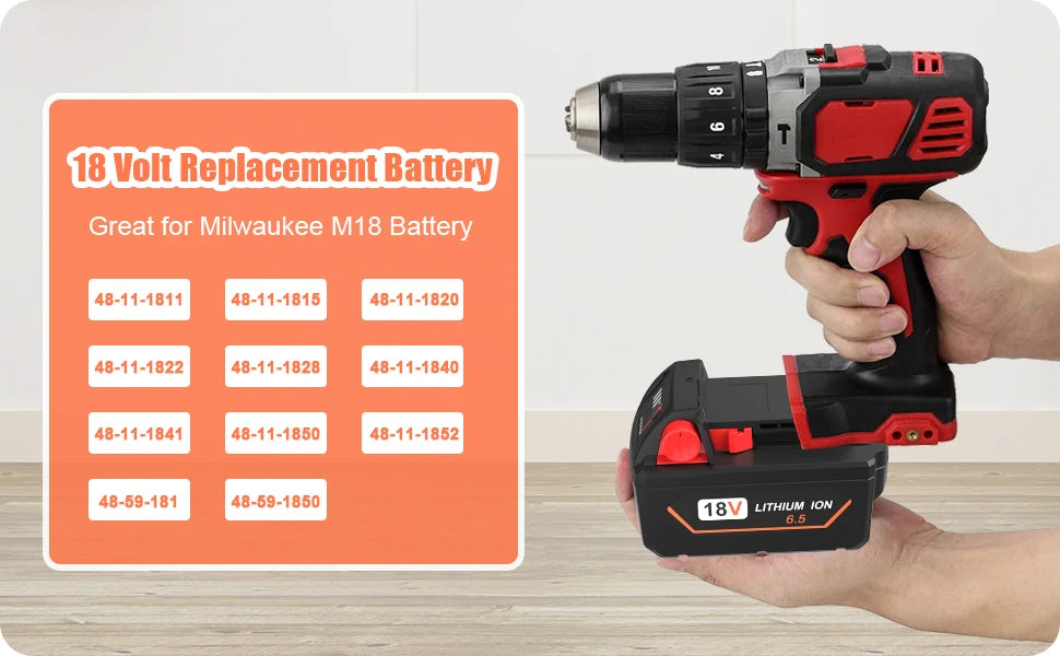 18V 6.5/5.5Ah For Milwaukee M18 Battery Rechargeable Milwaukee Lithium Battery 48-11-1860 48-11-1850 48-11-1840 48-11-1820