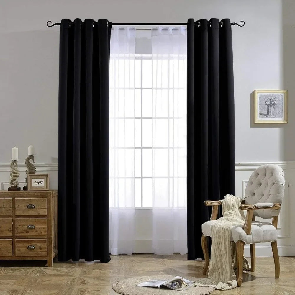 1PC 90% Blackout Curtain for Bedroom Living Room Window Screen Thermal Insulated Light Reducing Shade Drapes