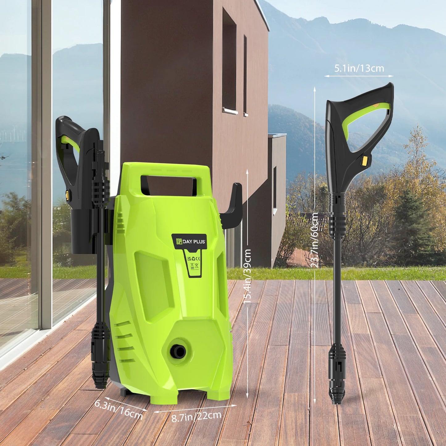BRIEFNESS Car Wash Gun Electric High Pressure Washer Cleaning Cars with 1-180° Adjustable Nozzle and Detergent Tank