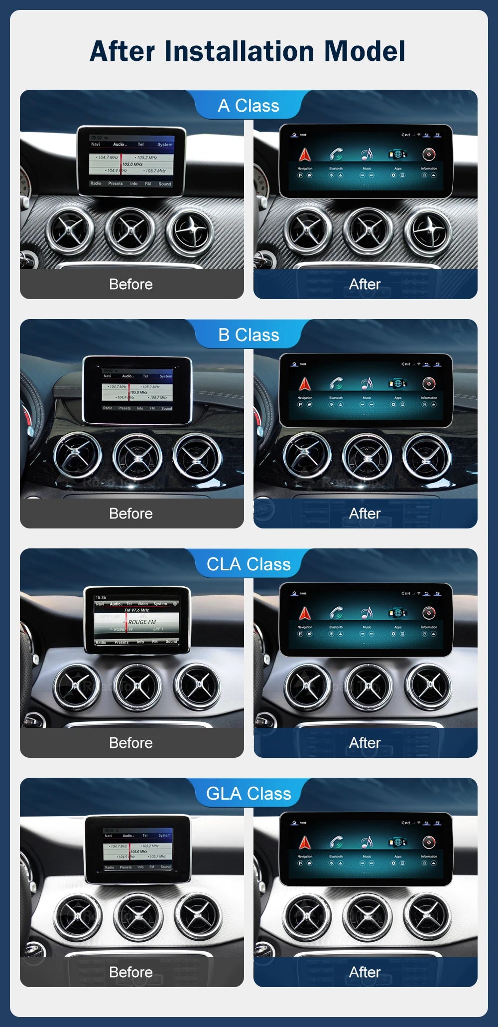 Android 13 Touch Screen for Mercedes Benz A B CLA GLA W176 X117 X156 W463 W246 2013-2015 GPS Carplay Android Auto Car Radio