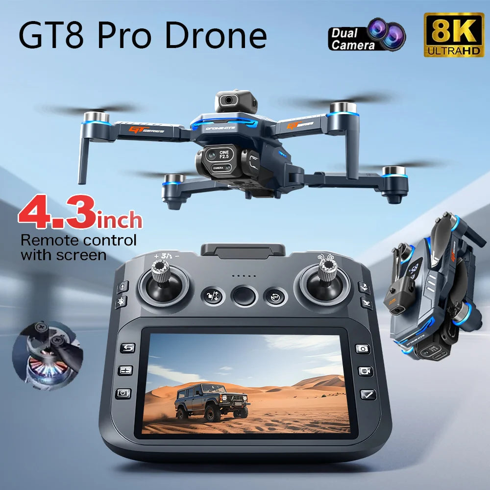 GT8 Drone GPS 8K Professional HD 360° Dual Cameras 5G WIFI Brushless Motors Obstacle Avoidance Foldable Quadcopter