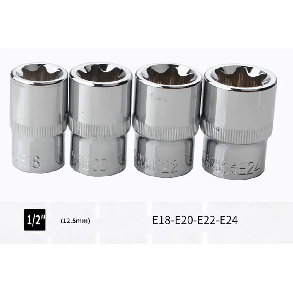 14PCS Female E-Torx Star Socket Set with Case 1/4, 3/8, 1/2 in. Drive External Star Socket Set E4-E24 Torque Socket Set
