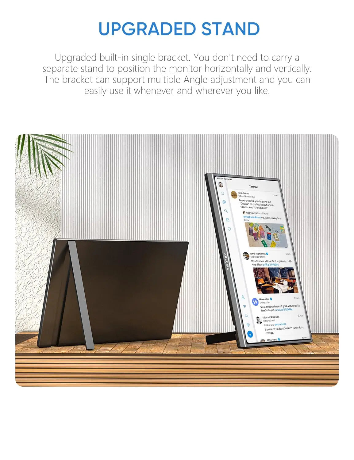 ARZOPA Portable Monitor 17.3'' 1080P HDR IPS Kickstand Speakers for PC Mac Phone Xbox Switch PS HDMI USB External Laptop Screen