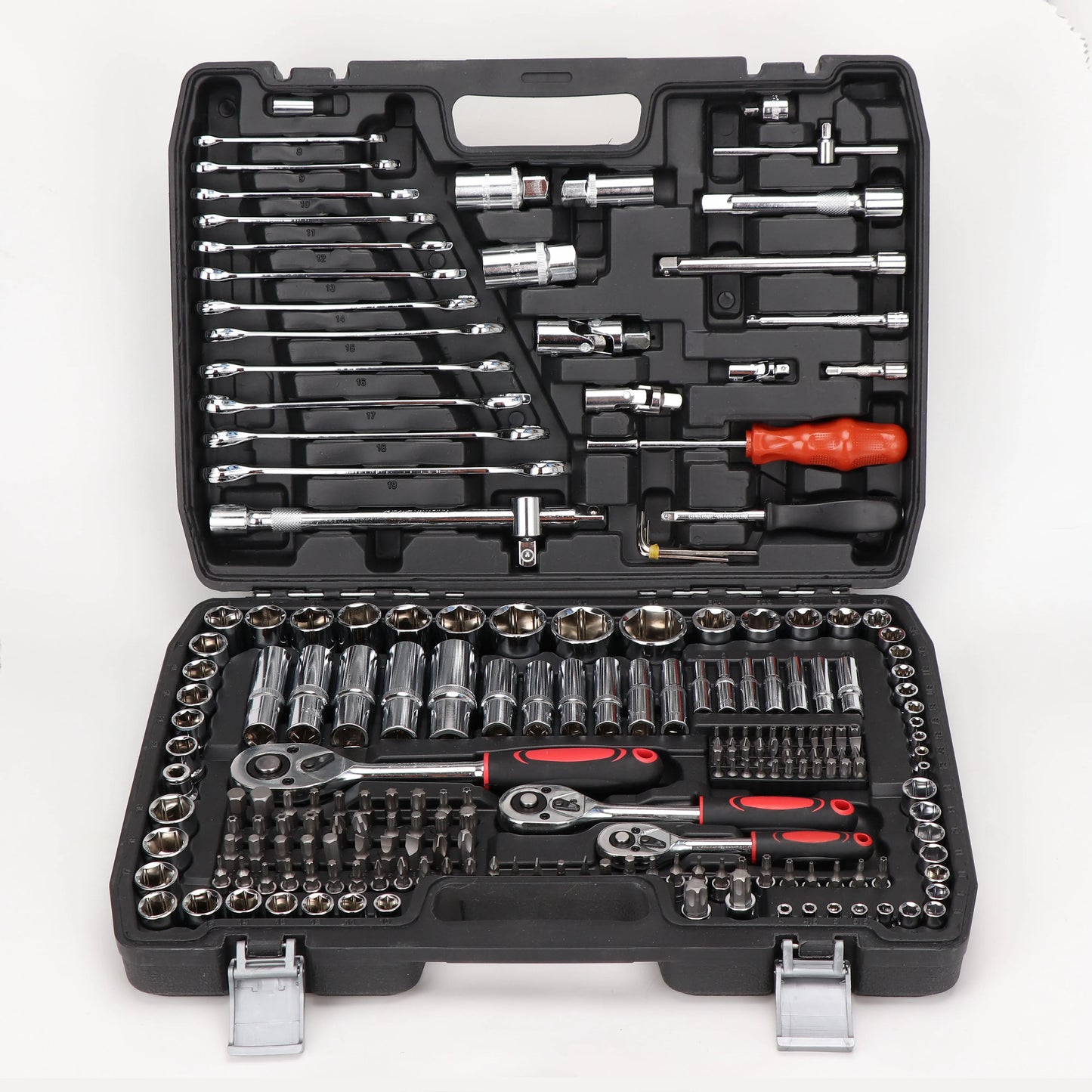 216PCS Professional Tool Box Socket Set 1/2" 1/4" 3/8" Wrench Tool Home Repair Set with Black Box