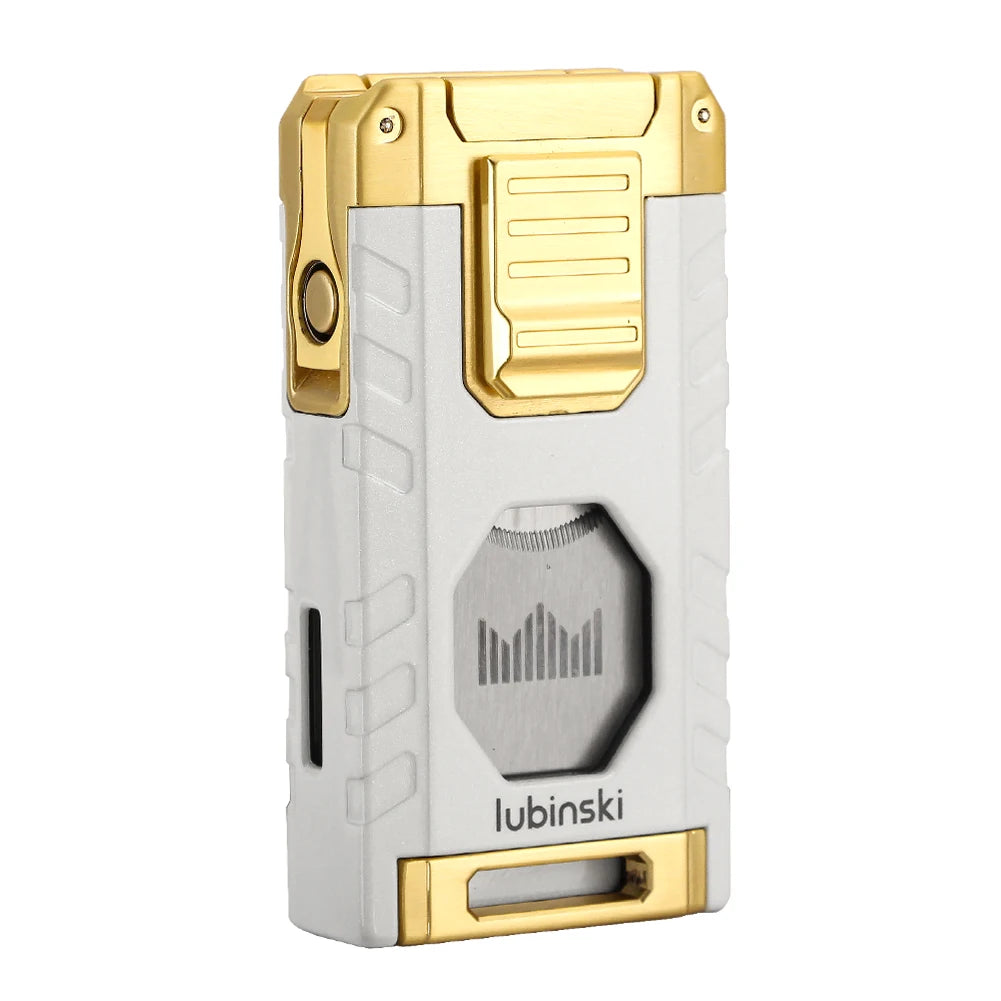 LUBINSKI Cigar Lighter Gas Torch Jet Blue Flame Lighters Smoking Cutter Cigar Accessories Cigar Tool