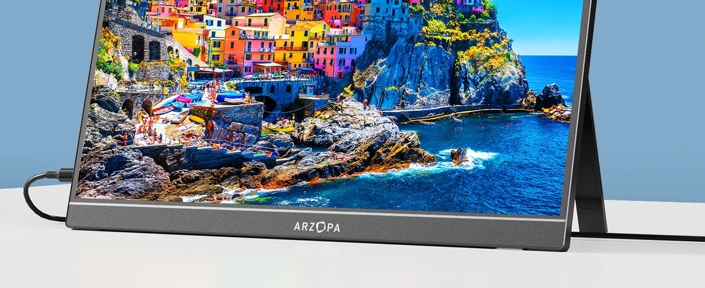 ARZOPA Portable Monitor 17.3'' 1080P HDR IPS Kickstand Speakers for PC Mac Phone Xbox Switch PS HDMI USB External Laptop Screen