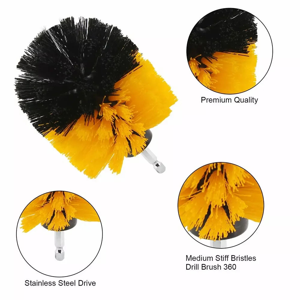 Car Detailing Brush Kit Auto Interior Wheel Gap Drill Cleaning Tool Set