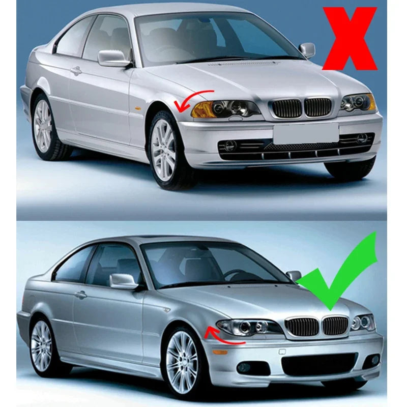 MagicKit Front Bumper Kidney Grills Fit for BMW 3-Series E46 2002-2005 Facelift Grille Gloss Black