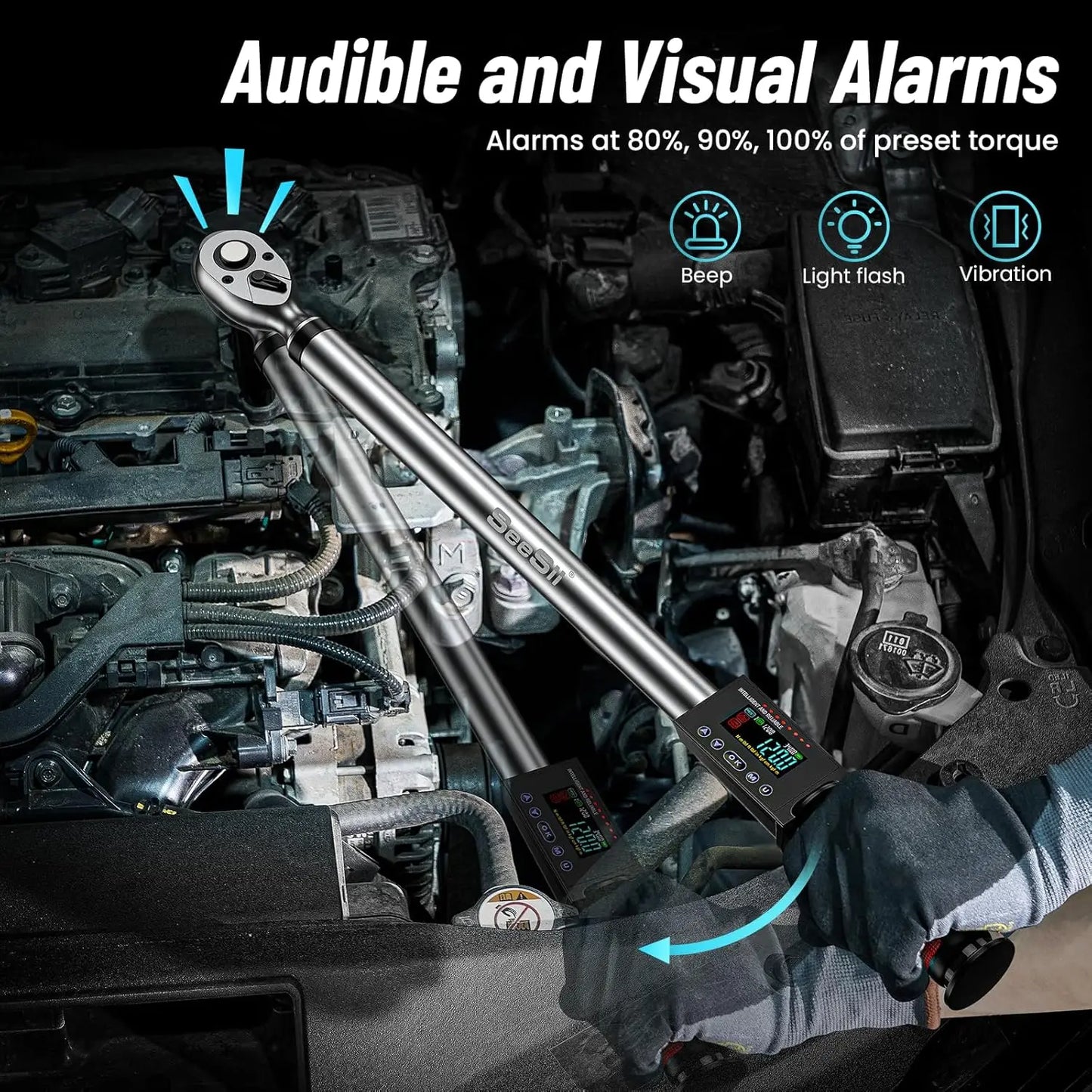 Digital Torque Wrench 1/2” Drive Electronic Torque Wrench Kit 17-340N.m Torque Accurate Electronic Wrench