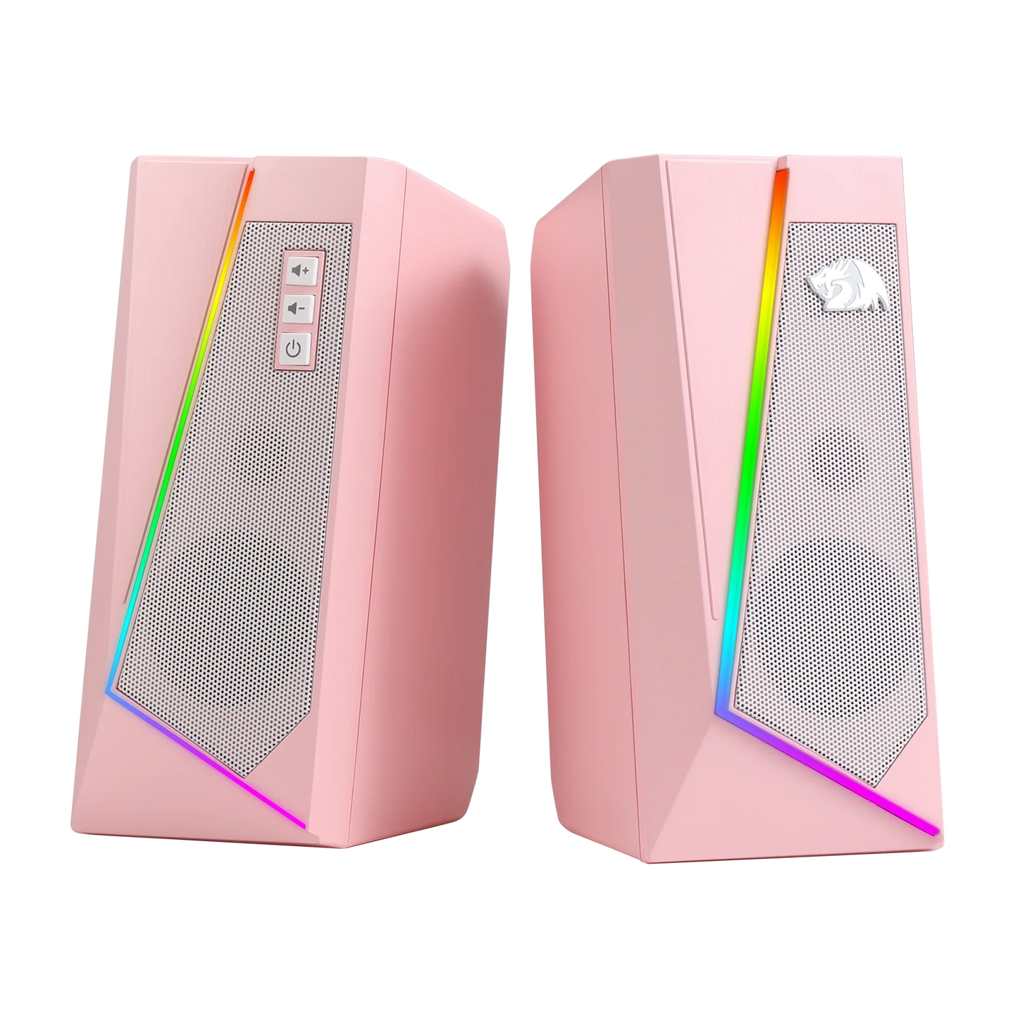 Redragon GS520 RGB Desktop Speakers, 2.0 Channel PC Stereo Speaker with 6 Colorful LED Modes, Enhanced Sound, Black/White/Pink