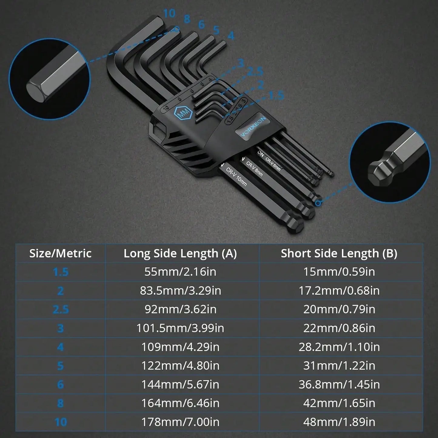 4Pcs Set 36PCS Allen Wrench Set 6150CRV Long Ball End L-Key With Visible Coding For Bike Motor Repair Furniture Household DIY