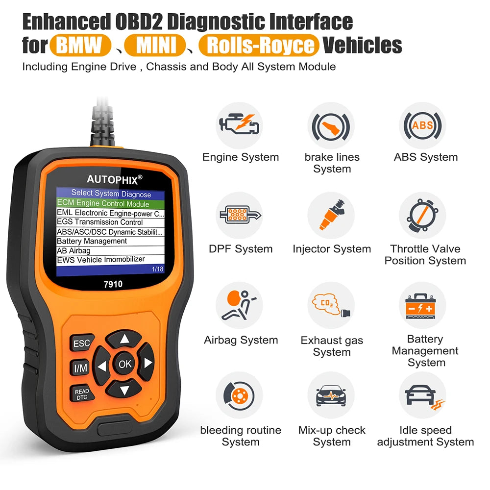 Autophix 7910 OBD2 Diagnostic Tool For BMW For Rolls Royce for Mini Oil Airbag Battery Reset Car OBD 2 Scanner All System