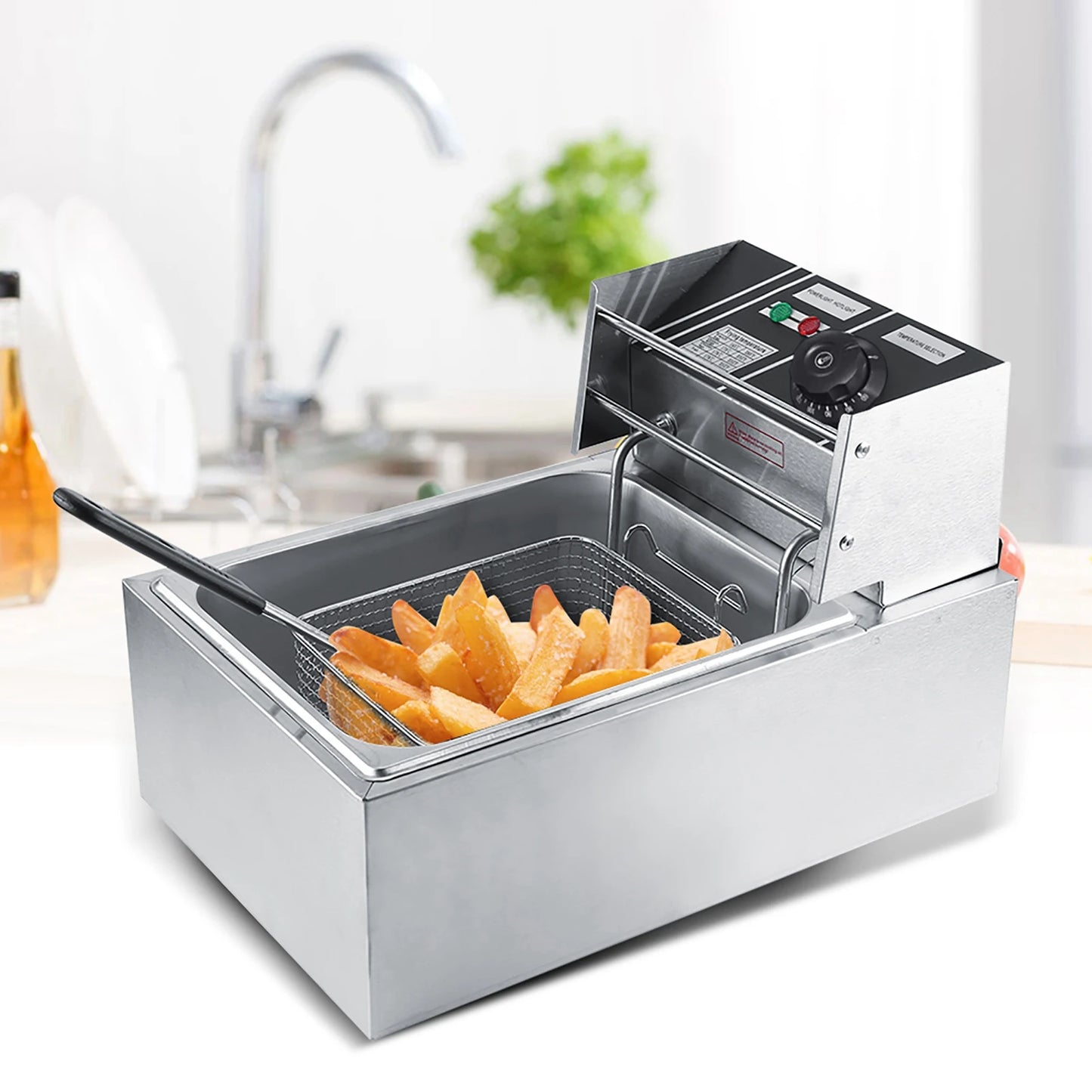 6L Stainless Steel Electric Fryer with Basket for Commercial & Home Use Electric Fryer Fryer Stainless Steel Fryer