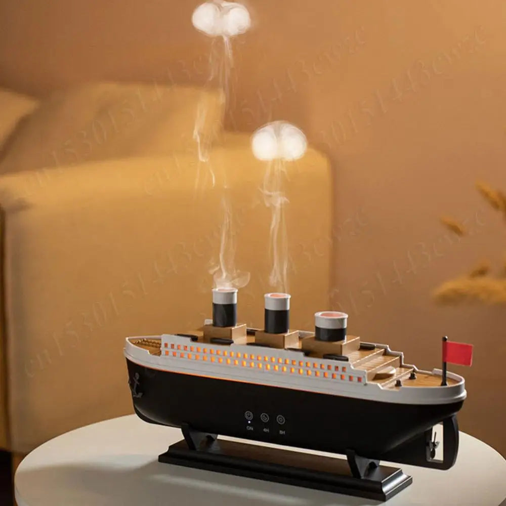 Ship Model Decoration Air Humidifier 250ml Ocean Liner Essential Oil Diffuser Jellyfish Smoke Ring Spray Aroma Diffuser For Home