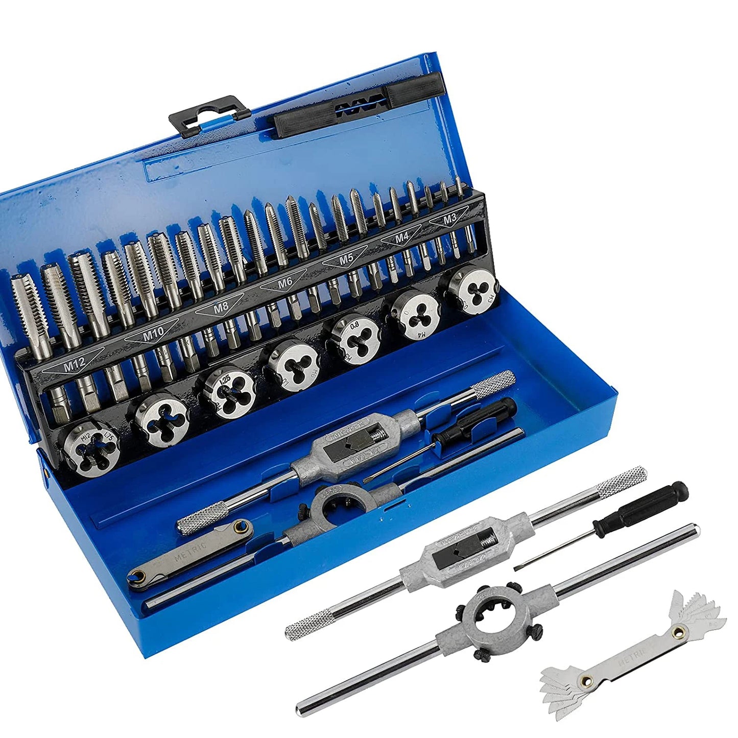 32pc Metric Tap And Die Set M3-M12 Alloy Steel Thread Repair Tool Tap Die Screw Thread Making Tool Bit Set