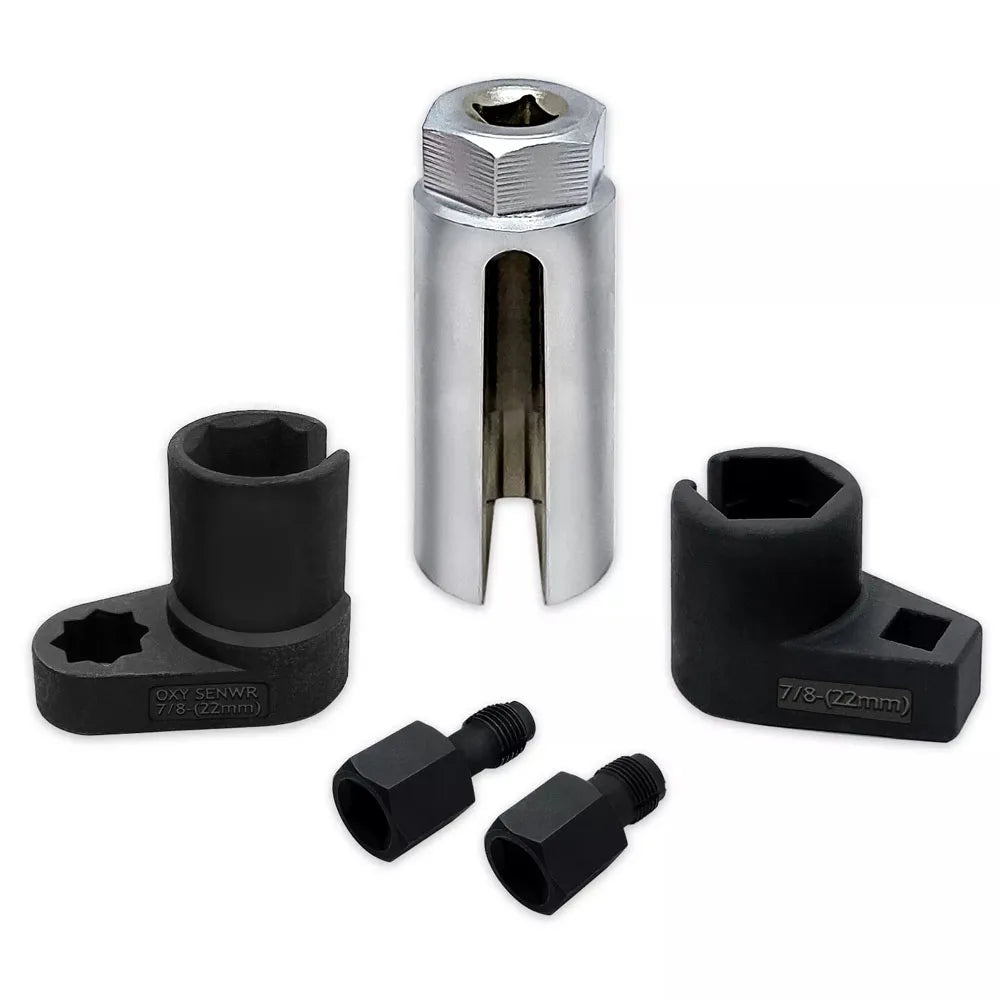 5pcs 22mm Oxygen Sensor Wrench Kit for Automotive O2 Socket Removal Install Offset Vacuum Sensor Socket Thread Chaser Tool