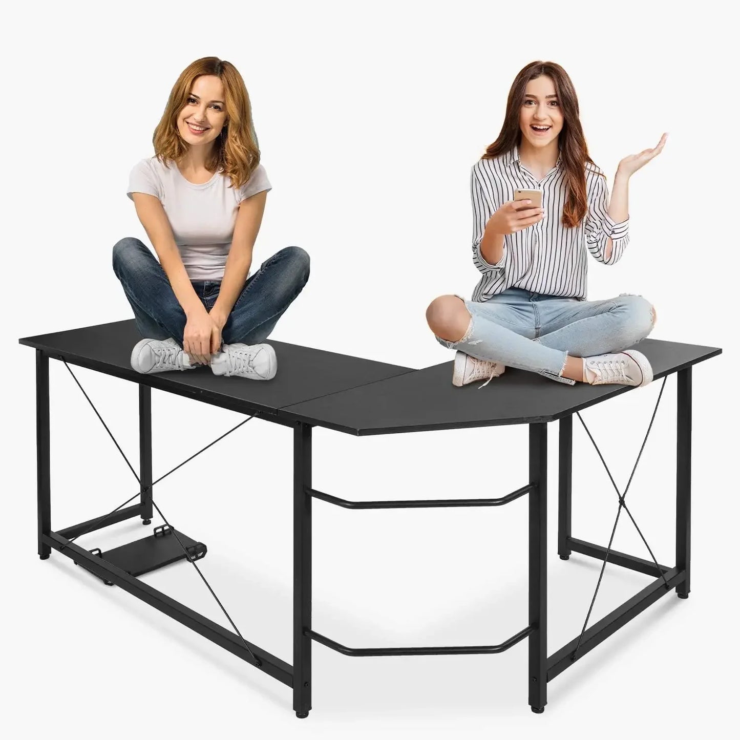 Homfa 66"(176cm) L Shape Desk Computer Gaming Laptop Desk Home Office Corner Workstation Table Study Desk 190cm x 120cm x 75cm
