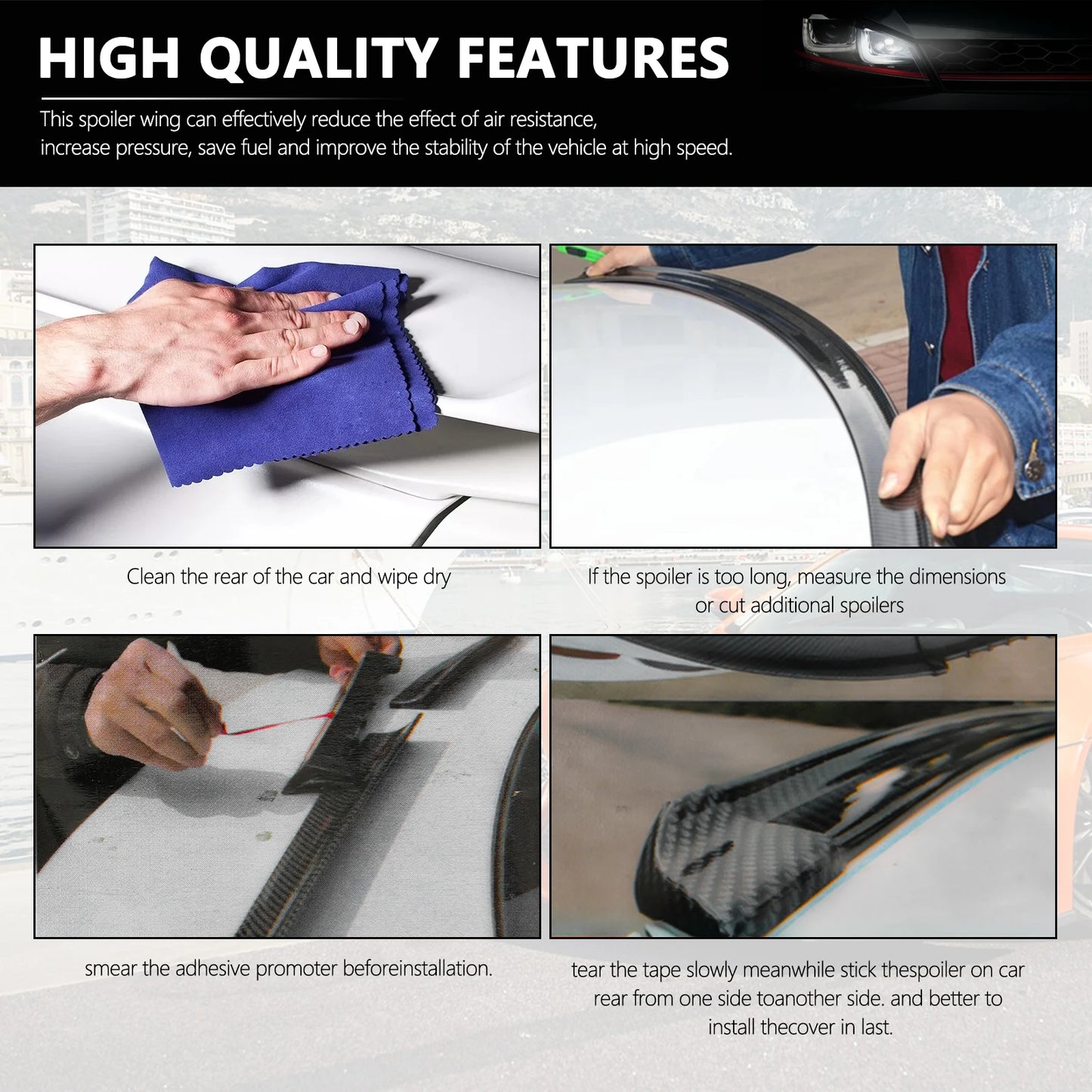 Universal Car Spoiler Roof Rear Tail Wing Trunk DIY Refit Decoration Auto Racing