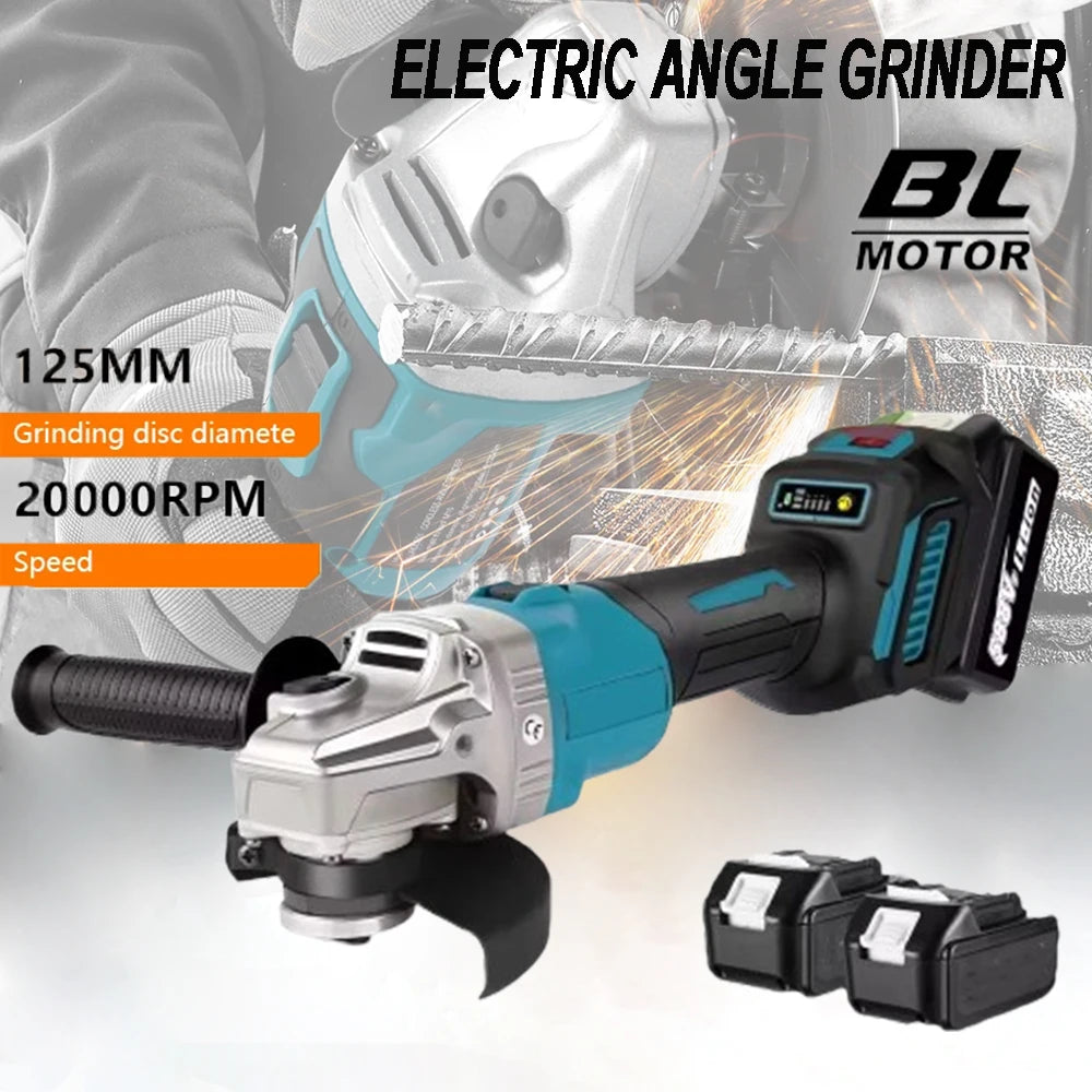 125MM Brushless Electric Angle Grinder Variable Speed M14 Cutting Power Tool for Makita 18v Battery