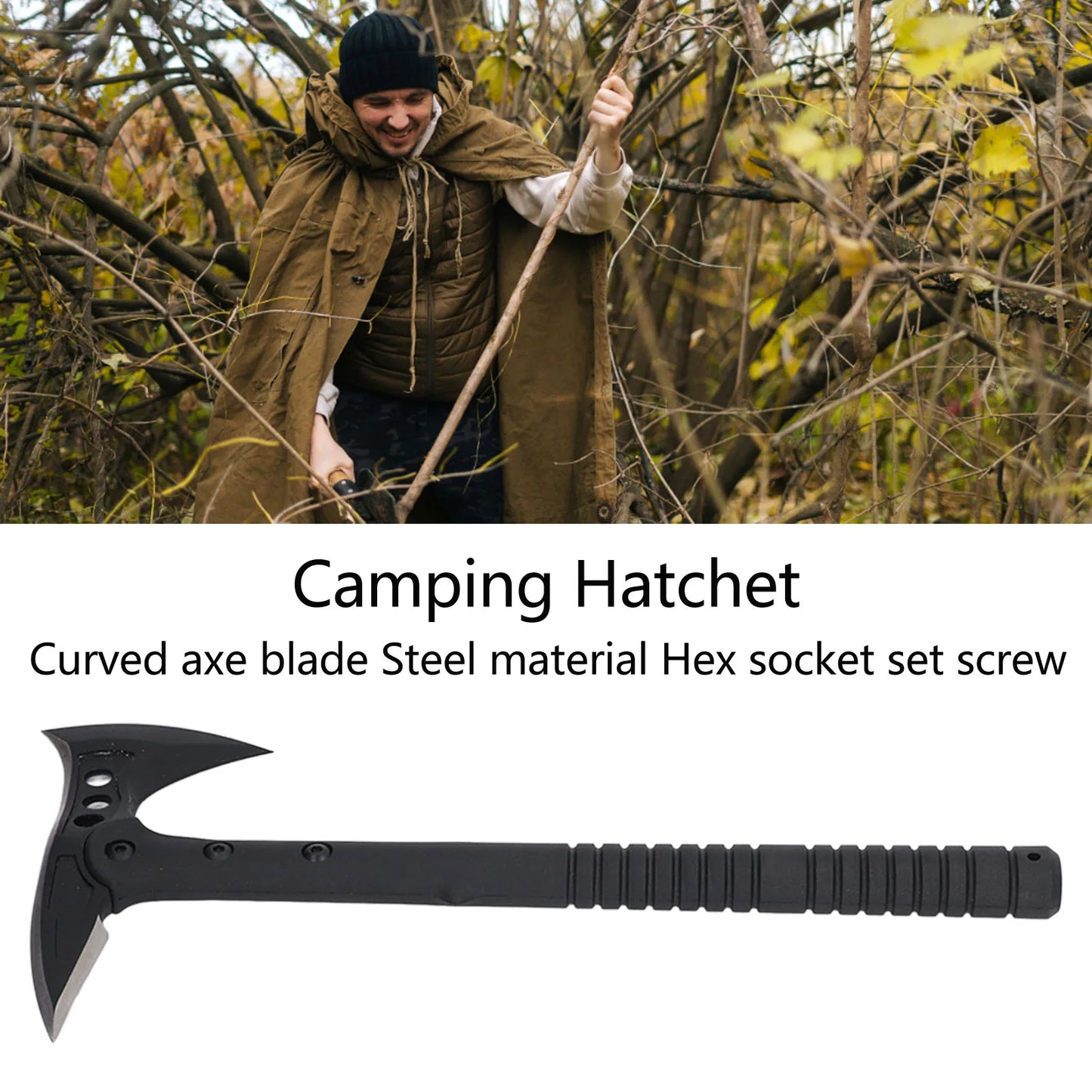 Multitool Camping Hatchet Compact Portable Comfortable Handle Convenient Practical Curved Blade for Fire Engineers