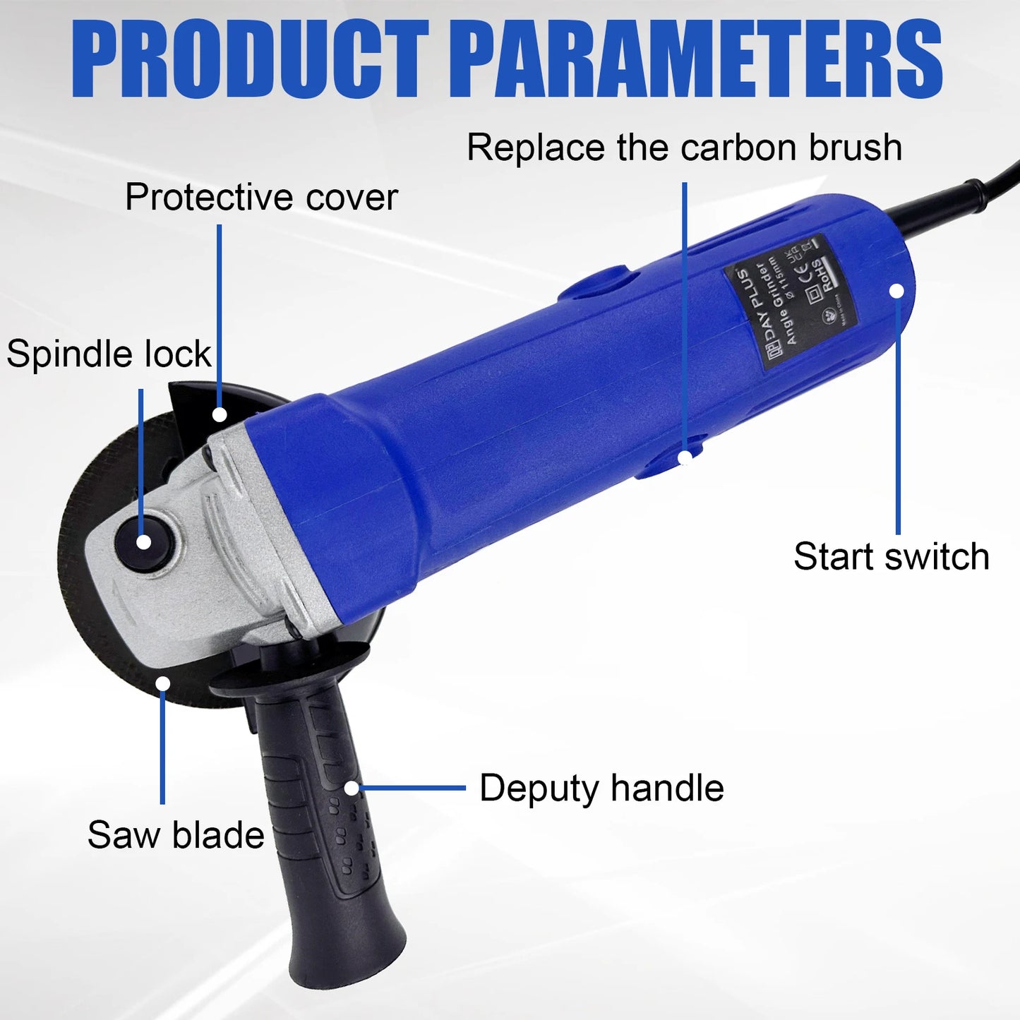 Professional Corded Angle Grinder 900W Angle Grinder for Cutting, Sanding, Polishing and Grinding, 12000RPM Speed,115mm Disc