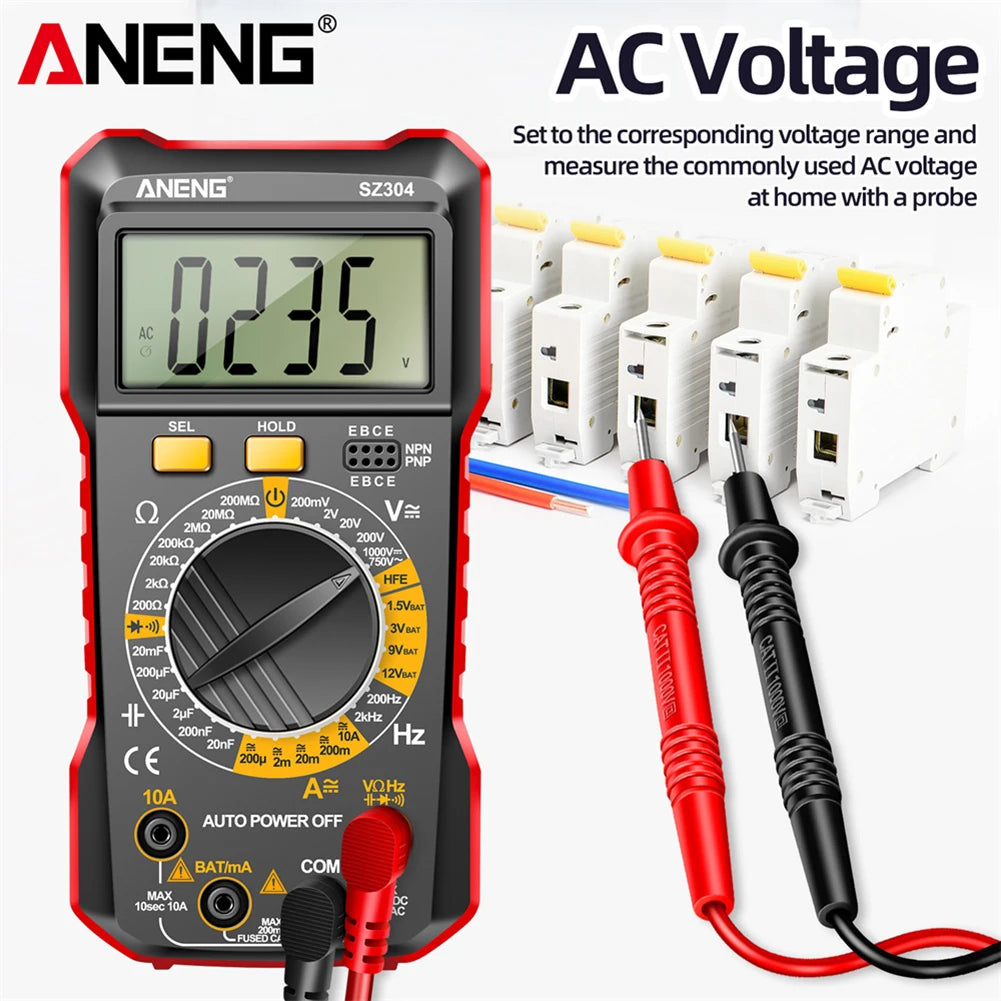 Digital Multimeter Votage Current Ohm Test Tool Large Screen Voltage Detector Auto-Ranging 2000 Counts Handheld Electrical Tools