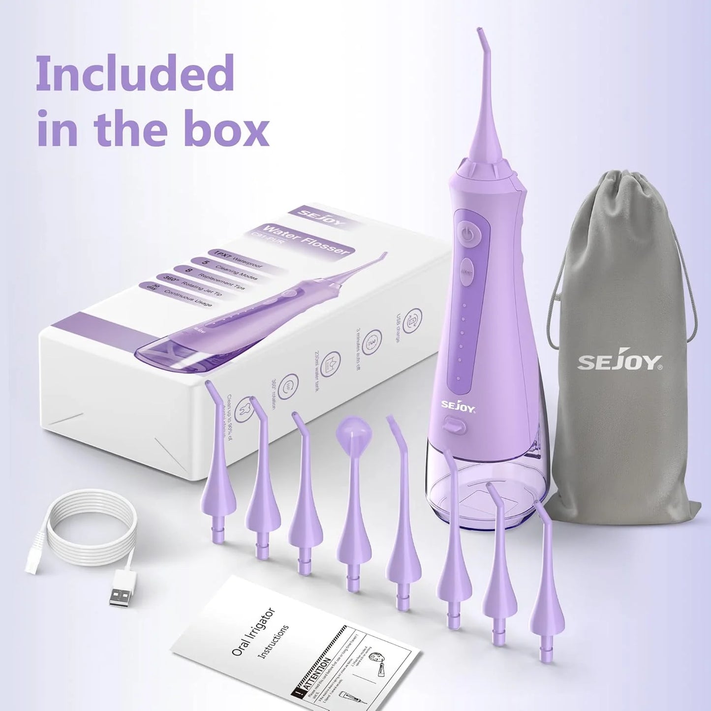 Water Flossers for Teeth Dental Oral Irrigator Cordless Rechargeable for Braces for Travel Teeth Cleaning 5 Cleaning Modes