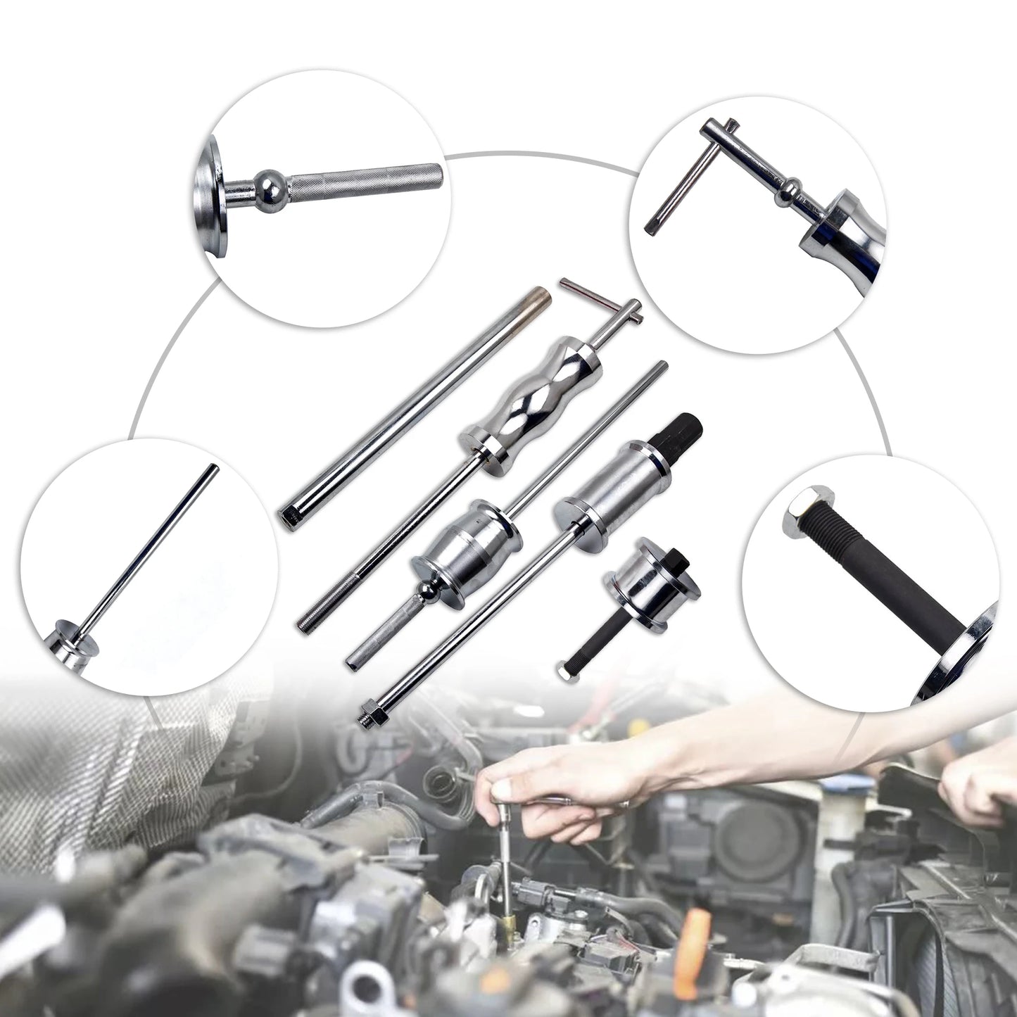 Diesel Injector Remover Puller Tool Universal MASTER Kit for VW BMW FORD MERC QZ Auto Truck Diesel Extractor Slide Hammer Tool K