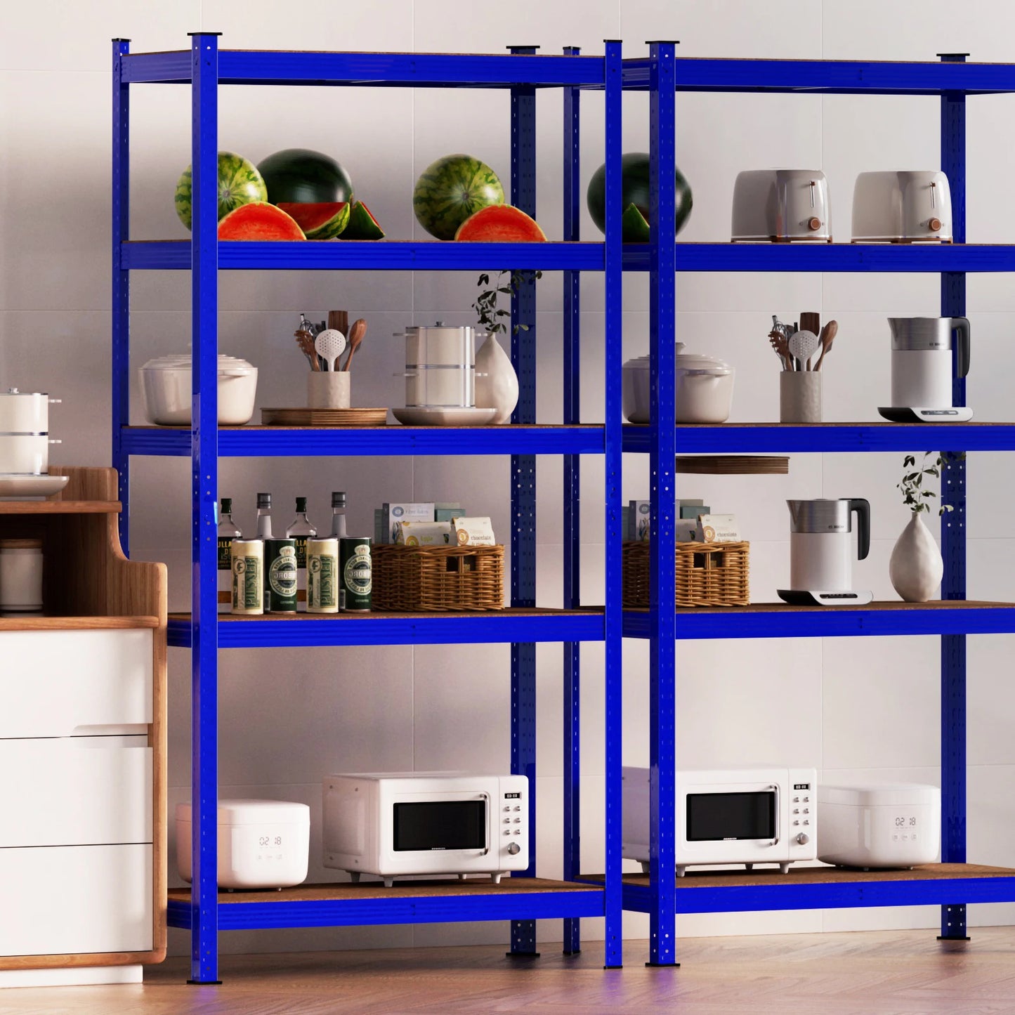 DayPlus Shelving Unit Garage Storage Shelves 180x90x40cm 5 Tier Metal Shelf Rack Boltless Height Adjustable for Home Shop Shed