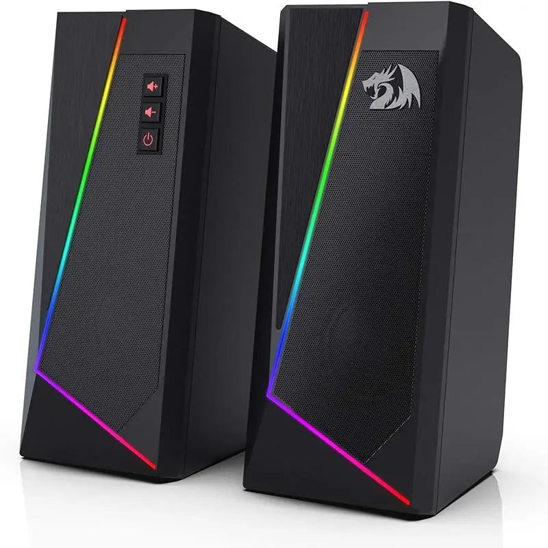 Redragon GS520 RGB Desktop Speakers, 2.0 Channel PC Stereo Speaker with 6 Colorful LED Modes, Enhanced Sound, Black/White/Pink