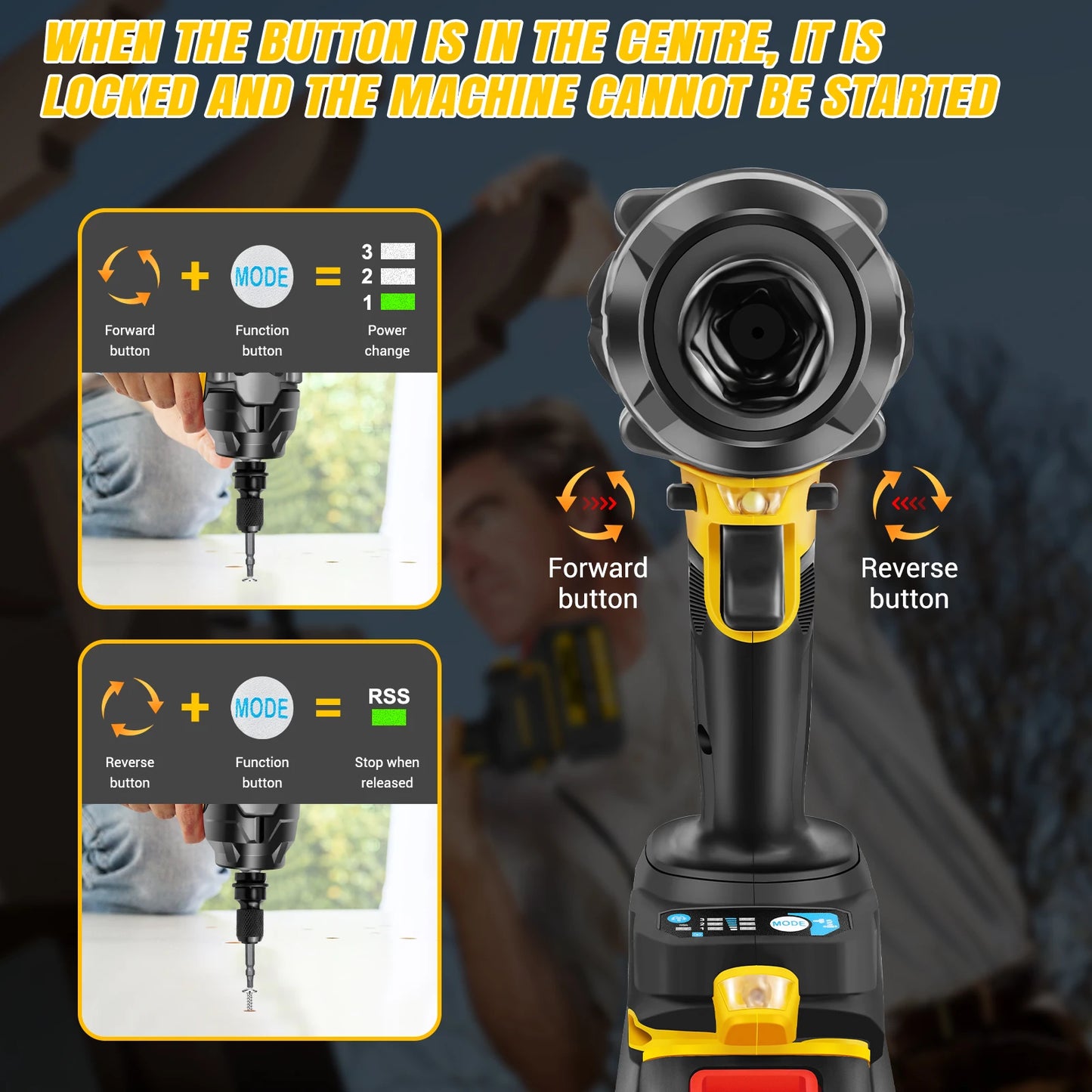 High Torque Impact Wrench Electric Cordless Driver Car Repair Wheel Nut Gun Set With Battery