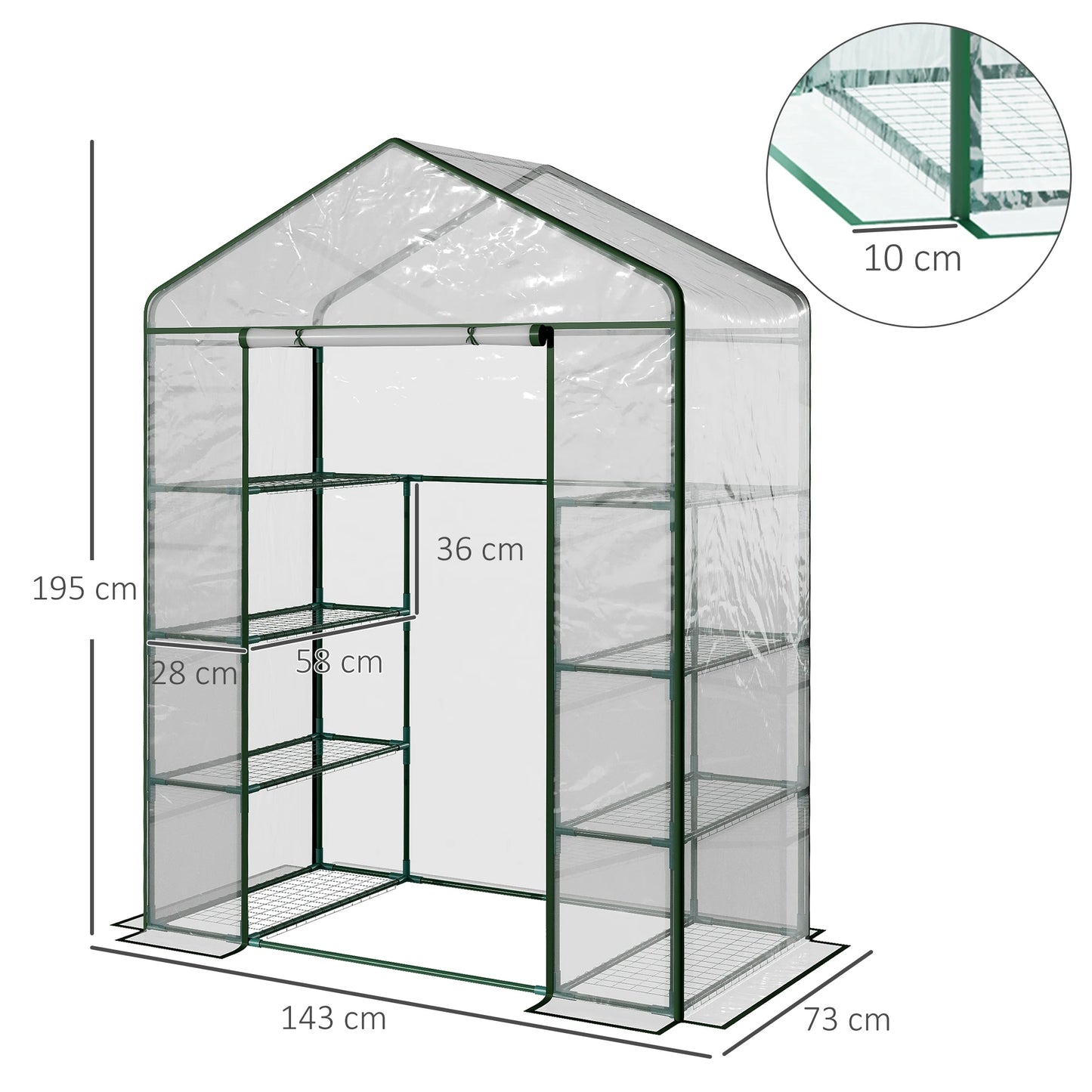 Garden Greenhouse Walk in Grow Herb Plant Transparent Metal