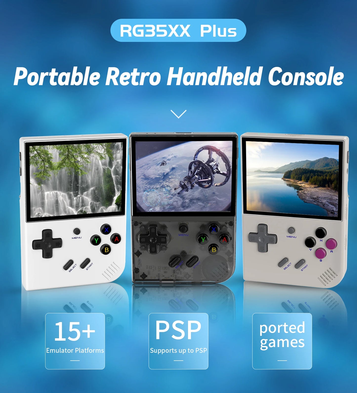 ANBERNIC RG35XX Plus Handheld Game Console 3.5" IPS Screen With 3300mAh Linux System Retro Games Console Built-in 64G 5000 Games