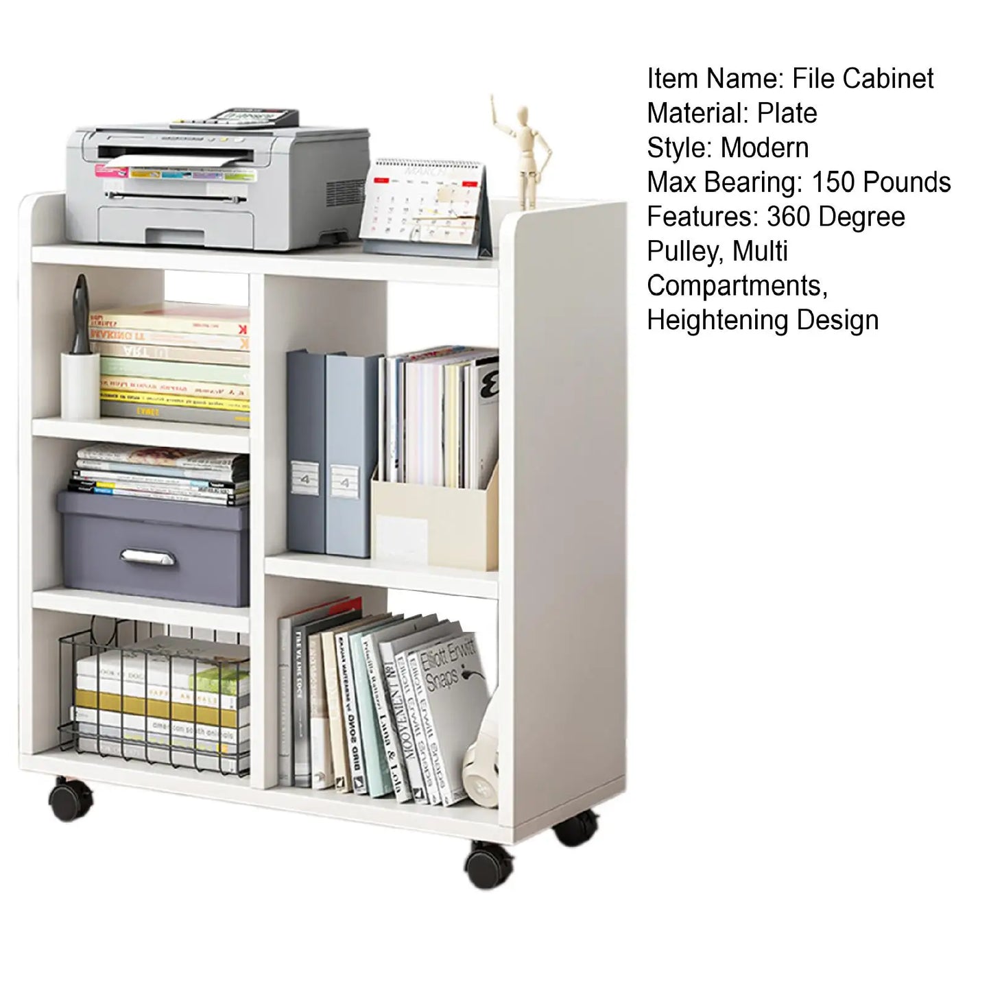 360 Degree Pulley Heightening Design File Cabinet Multi Compartments Open File Storage Shelf Living Room Storage Holder Lattice